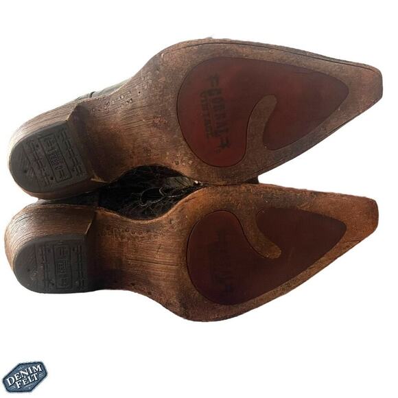 CORRAL Vintage Black Leather w/ Lizard Inlay Snip Toe Western/Cowboy Boots - Picture 13 of 16